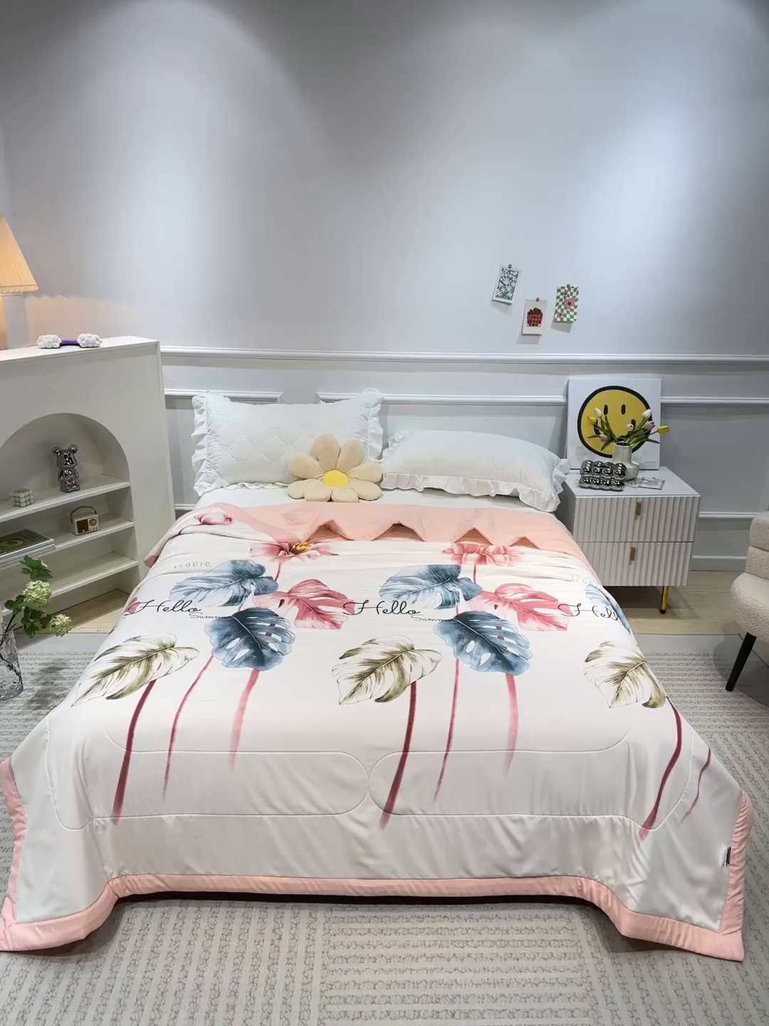 91家纺网 家纺一手货源 找家纺 美丽折家纺 2026新款乳胶被夏凉被空调被 清新夏日