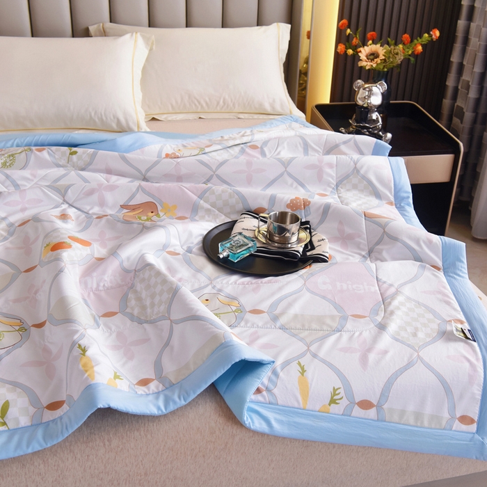 91家纺网 家纺一手货源 找家纺 美丽折家纺 2026新款乳胶被夏凉被空调被 兔个好运