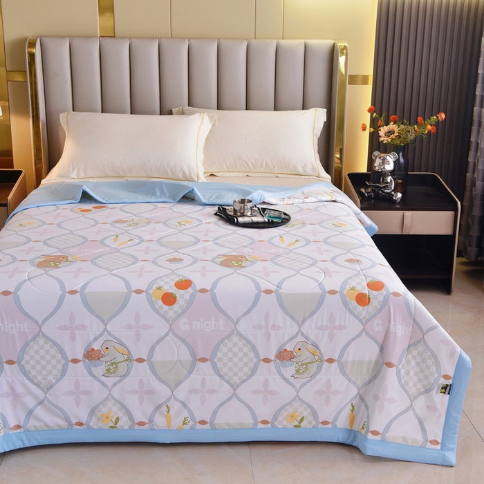 91家纺网 家纺一手货源 找家纺 美丽折家纺 2026新款乳胶被夏凉被空调被 兔个好运