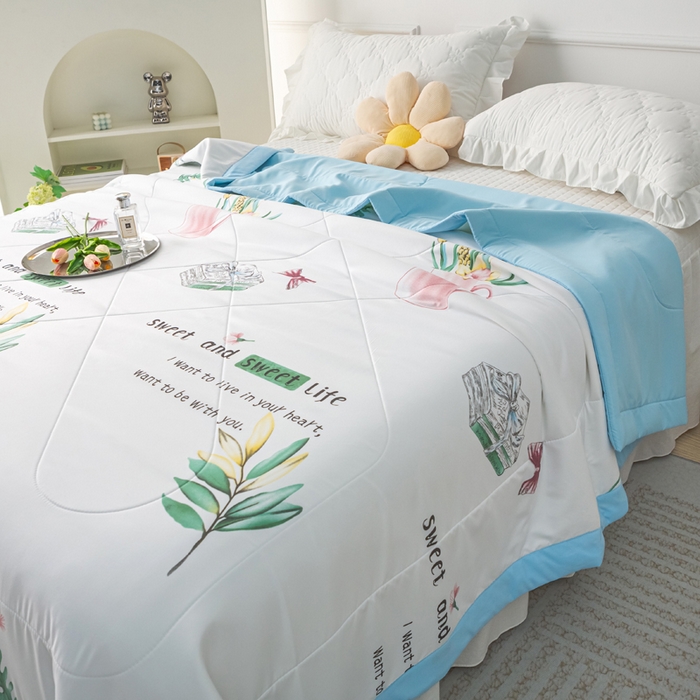 91家纺网 家纺一手货源 找家纺 美丽折家纺 2026新款乳胶被夏凉被空调被 幸福花瓶