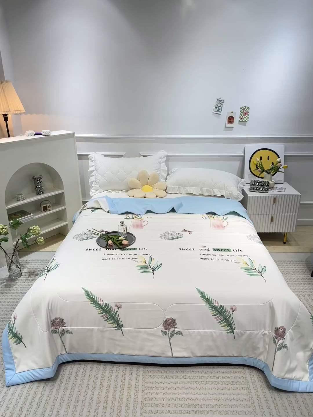 91家纺网 家纺一手货源 找家纺 美丽折家纺 2026新款乳胶被夏凉被空调被 幸福花瓶