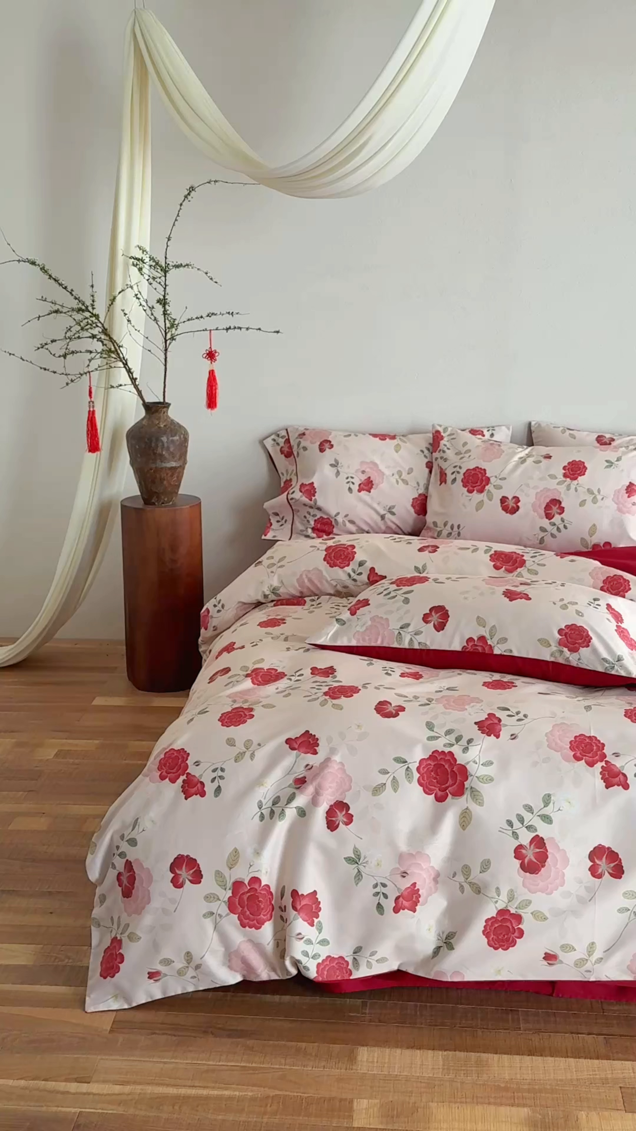 91家纺网 家纺一手货源 找家纺 （总）西西家居 2026新款100S长绒棉纯棉数码款印花四件套-玫瑰情书（含精致红色礼盒）