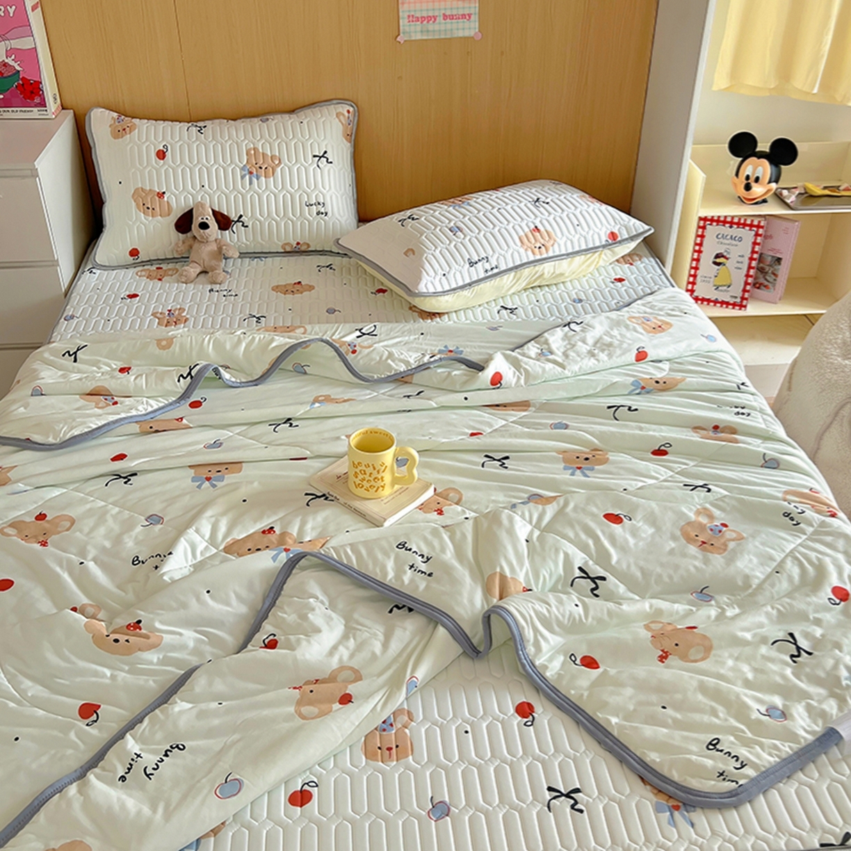 91家纺网 家纺一手货源 找家纺 （总）希诺家居 2026新款卡通小清新牛奶针织棉夏被空调被（花型独家专版）