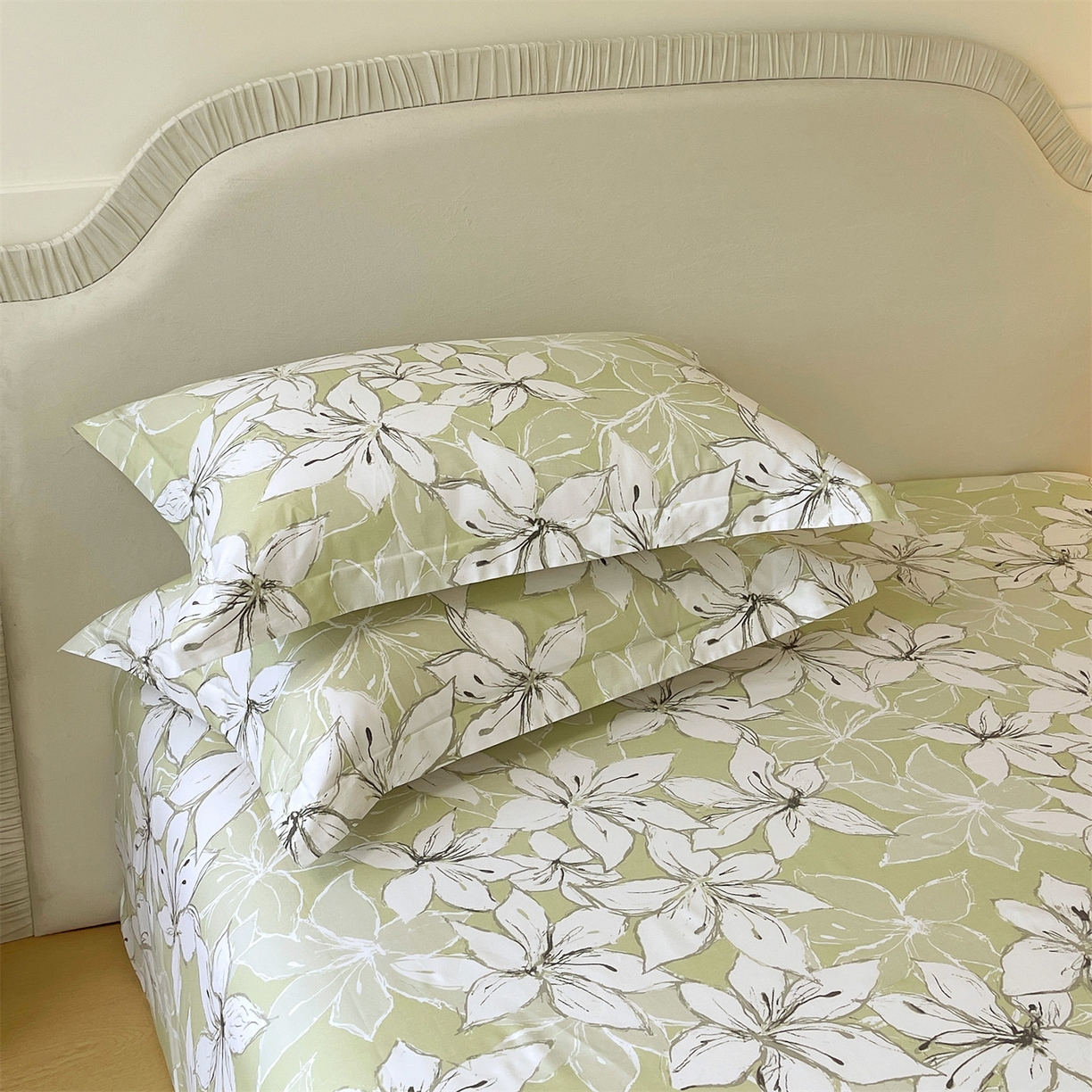 91家纺网 家纺一手货源 找家纺 宝齐莱家纺 2026新款全棉纯棉13372印花单枕套枕套单件 云间月