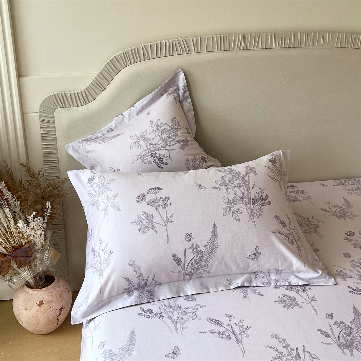 91家纺网 家纺一手货源 找家纺 宝齐莱家纺 2026新款全棉纯棉13372印花单枕套枕套单件 清雅