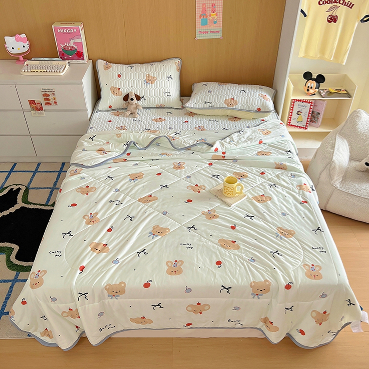 91家纺网 家纺一手货源 找家纺 （总）希诺家居 2026新款卡通小清新牛奶针织棉夏被空调被（花型独家专版）