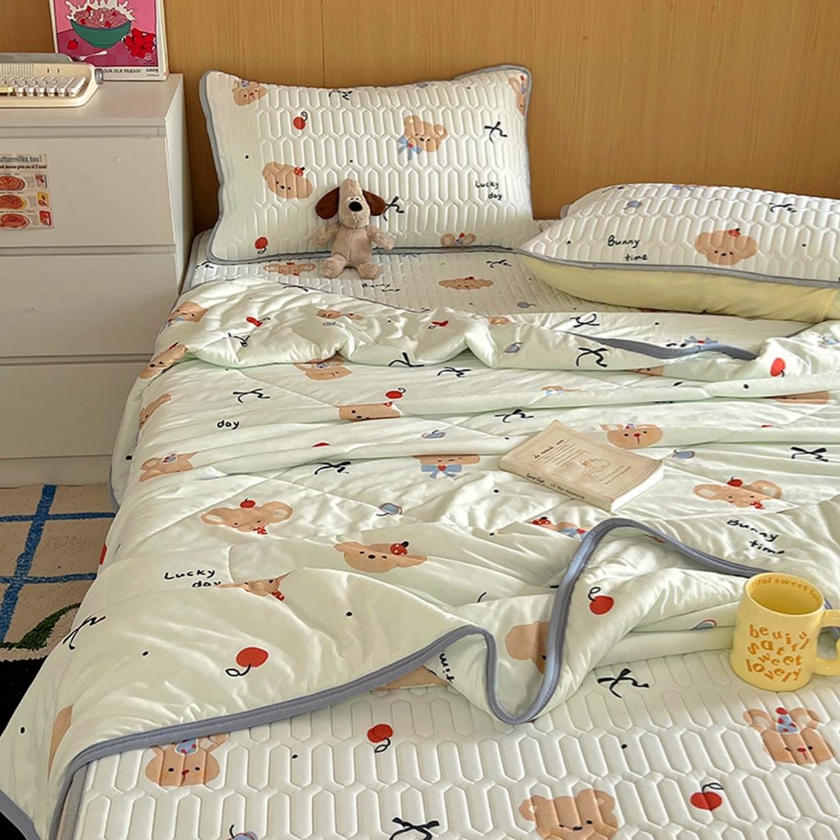 91家纺网 家纺一手货源 找家纺 （总）希诺家居 2026新款卡通小清新牛奶针织棉夏被空调被（花型独家专版）