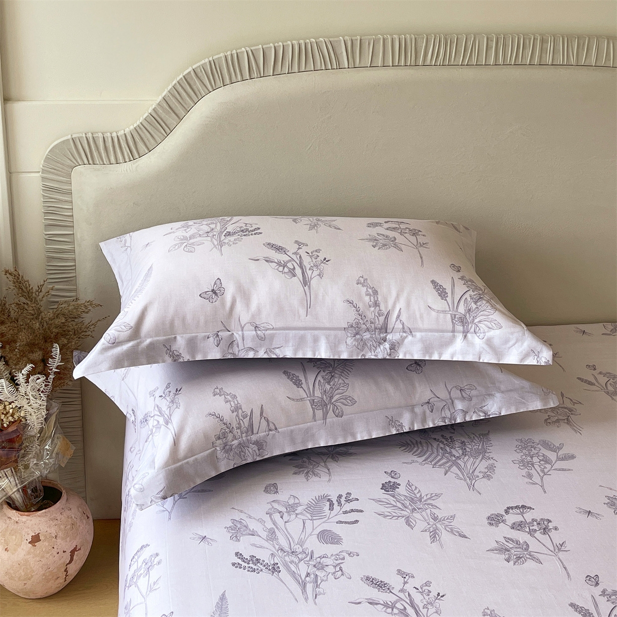 91家纺网 家纺一手货源 找家纺 宝齐莱家纺 2026新款全棉纯棉13372印花单枕套枕套单件 清雅