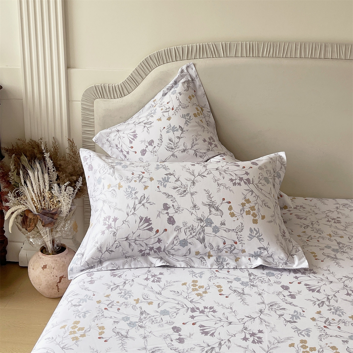 91家纺网 家纺一手货源 找家纺 宝齐莱家纺 2026新款全棉纯棉13372印花单枕套枕套单件 花解语