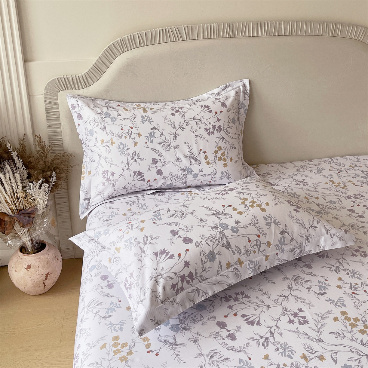 91家纺网 家纺一手货源 找家纺 宝齐莱家纺 2026新款全棉纯棉13372印花单枕套枕套单件 花解语