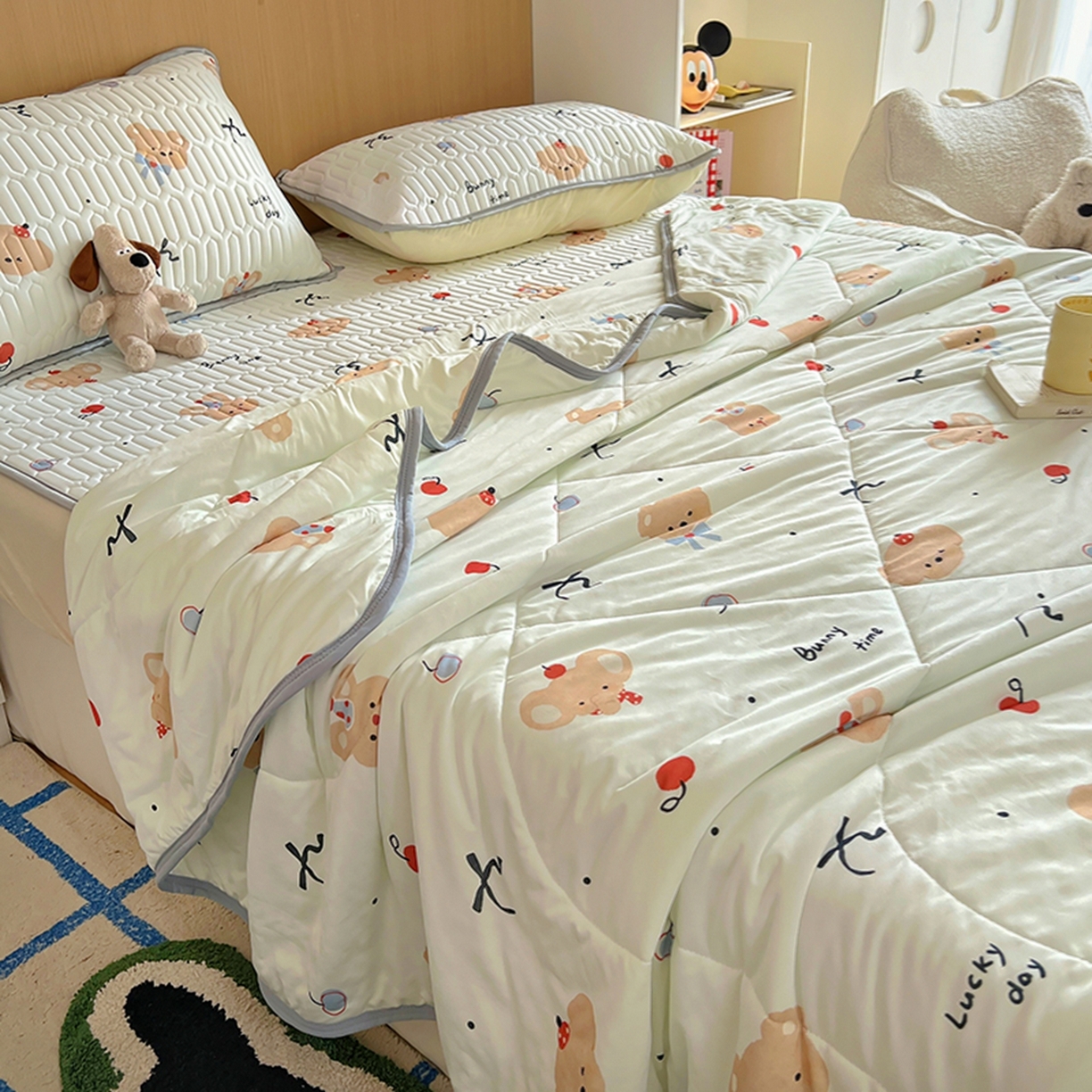 91家纺网 家纺一手货源 找家纺 （总）希诺家居 2026新款卡通小清新牛奶针织棉夏被空调被（花型独家专版）