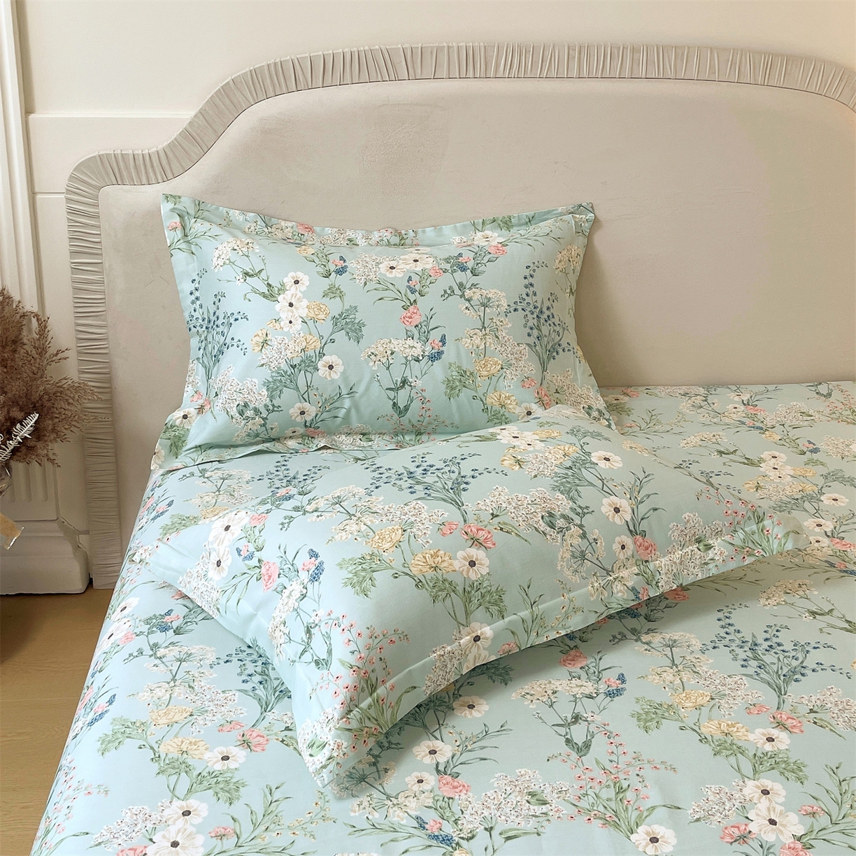 91家纺网 家纺一手货源 找家纺 宝齐莱家纺 2026新款全棉纯棉13372印花单枕套枕套单件 浅茉