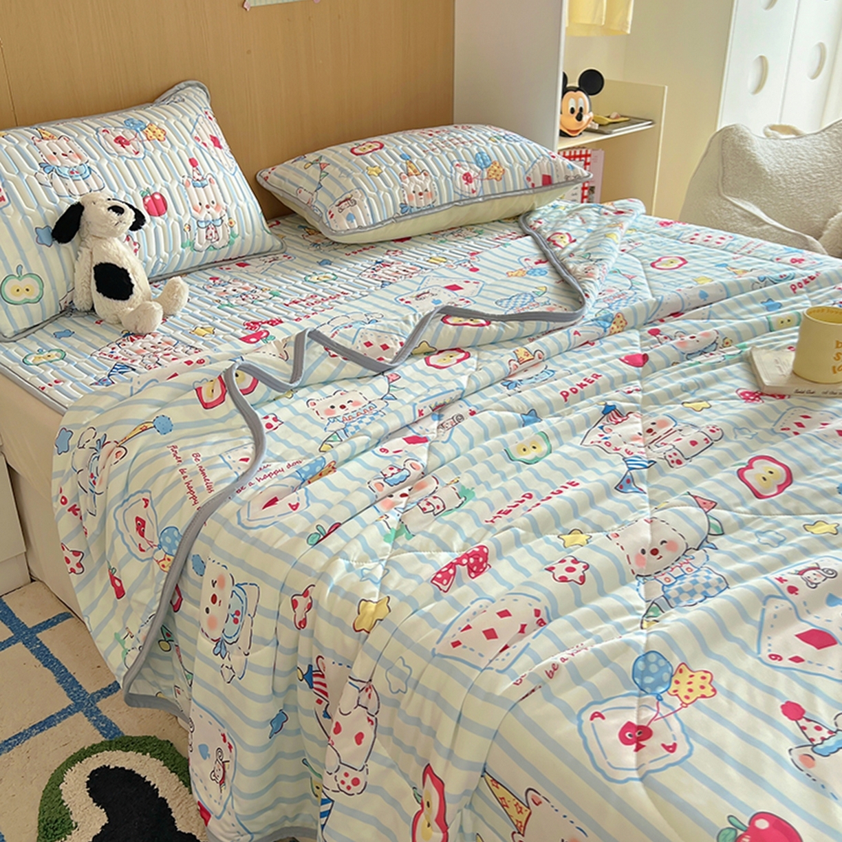 91家纺网 家纺一手货源 找家纺 （总）希诺家居 2026新款卡通小清新牛奶针织棉夏被空调被（花型独家专版）