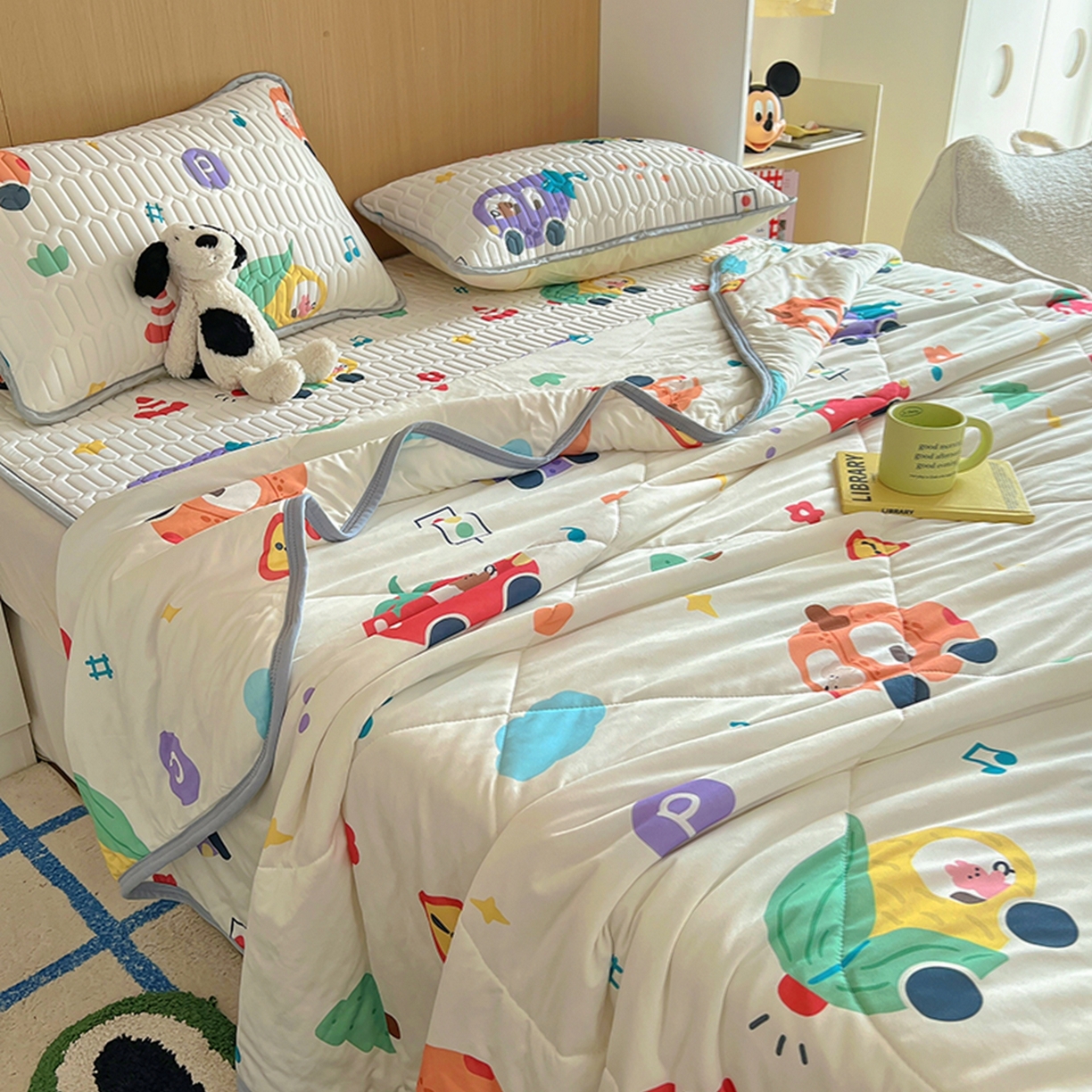 希诺家居 2026新款卡通小清新牛奶针织棉夏被空调被（花型独家专版） 蔬菜小车