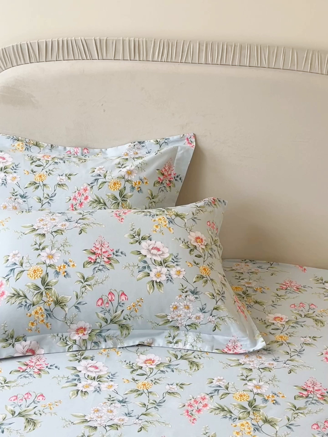 91家纺网 家纺一手货源 找家纺 宝齐莱家纺 2026新款全棉纯棉13372印花单枕套枕套单件 午后花园