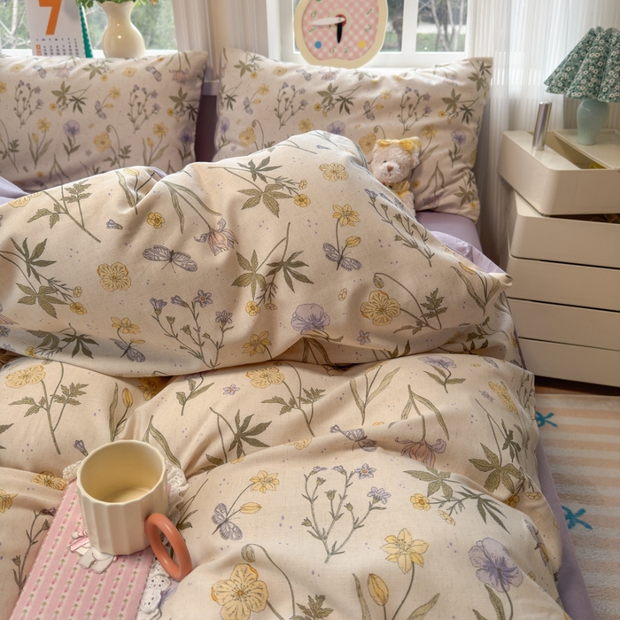 91家纺网 家纺一手货源 找家纺 （总）如意朵 2026新款全棉棉麻印花四件套