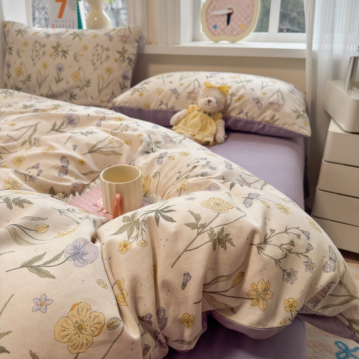 91家纺网 家纺一手货源 找家纺 （总）如意朵 2026新款全棉棉麻印花四件套