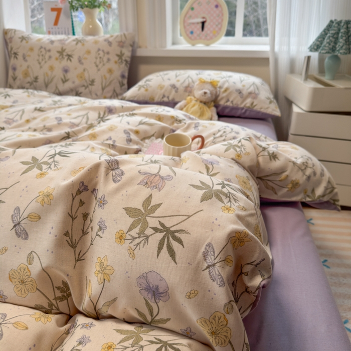 91家纺网 家纺一手货源 找家纺 （总）如意朵 2026新款全棉棉麻印花四件套