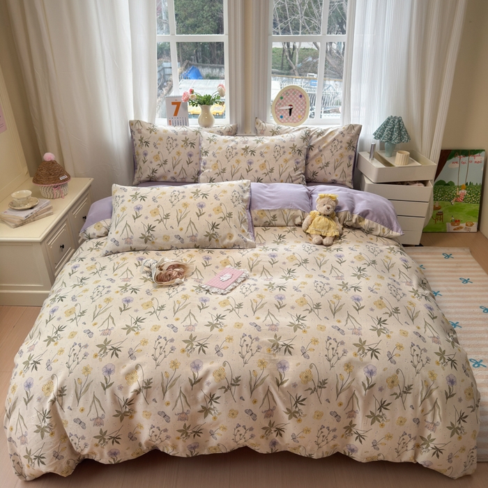 91家纺网 家纺一手货源 找家纺 （总）如意朵 2026新款全棉棉麻印花四件套