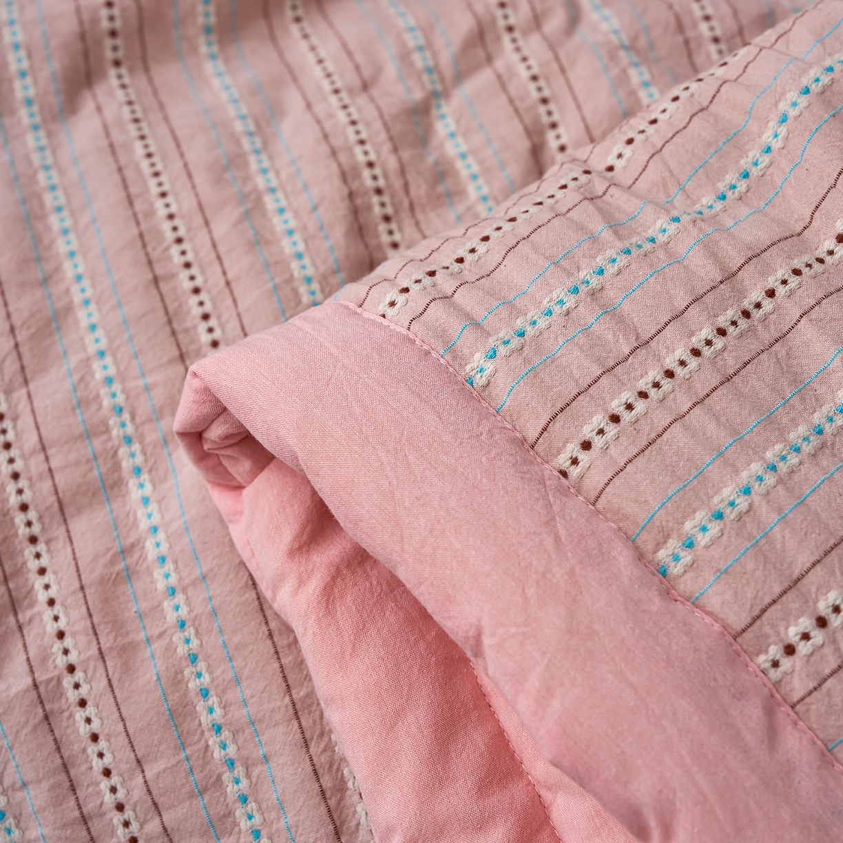 91家纺网 家纺一手货源 找家纺 被窝家纺 2026新款全棉色织提花夏被夏凉被空调被四件套-莫奈花园 莫奈花园-粉