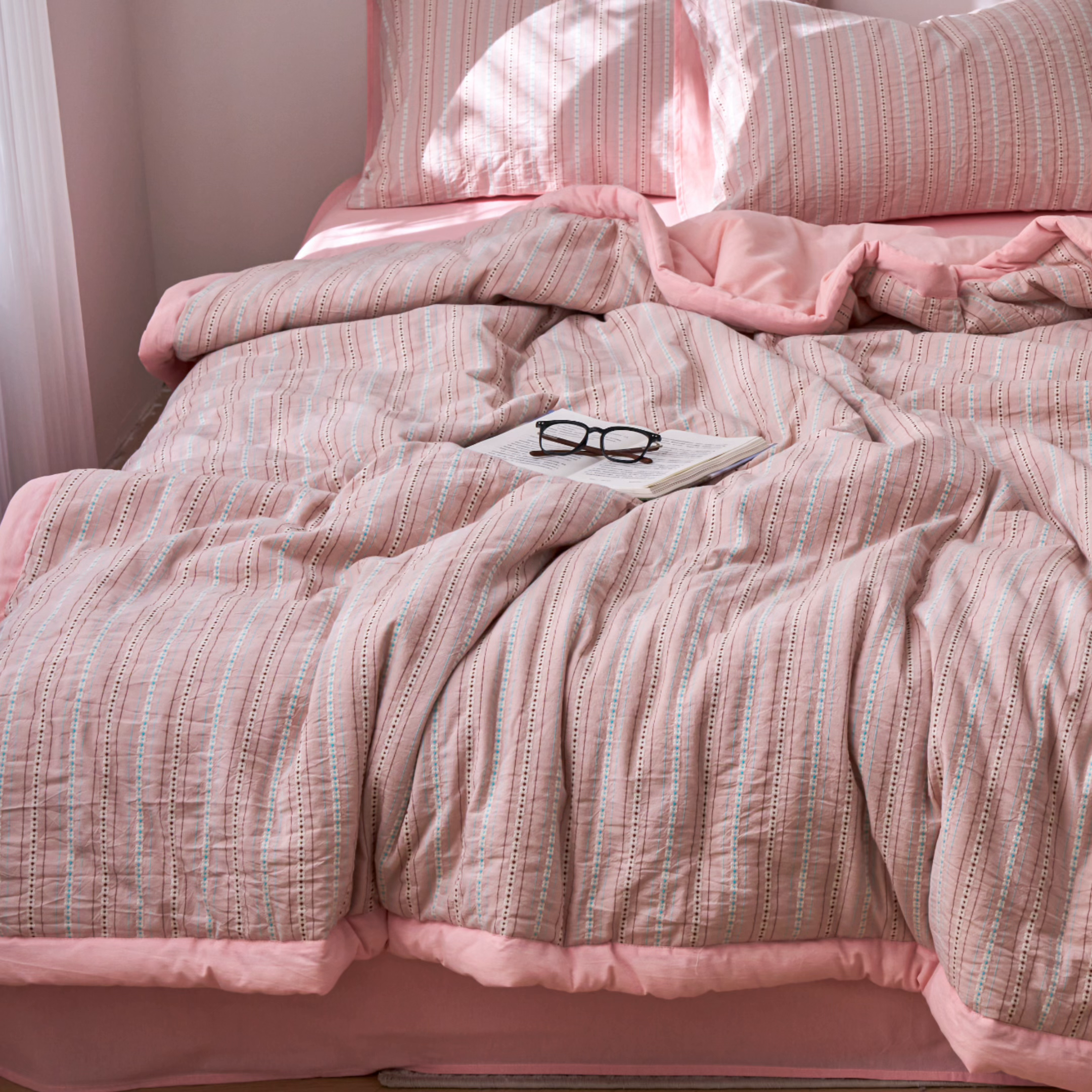 91家纺网 家纺一手货源 找家纺 （总）被窝家纺 2026新款全棉色织提花夏被夏凉被空调被四件套-莫奈花园