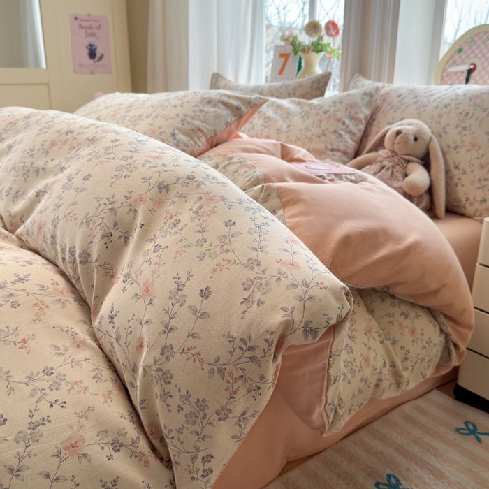 91家纺网 家纺一手货源 找家纺 （总）如意朵 2026新款全棉棉麻印花四件套