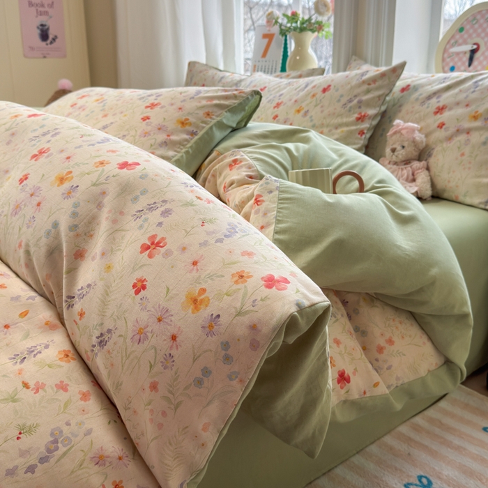 91家纺网 家纺一手货源 找家纺 （总）如意朵 2026新款全棉棉麻印花四件套