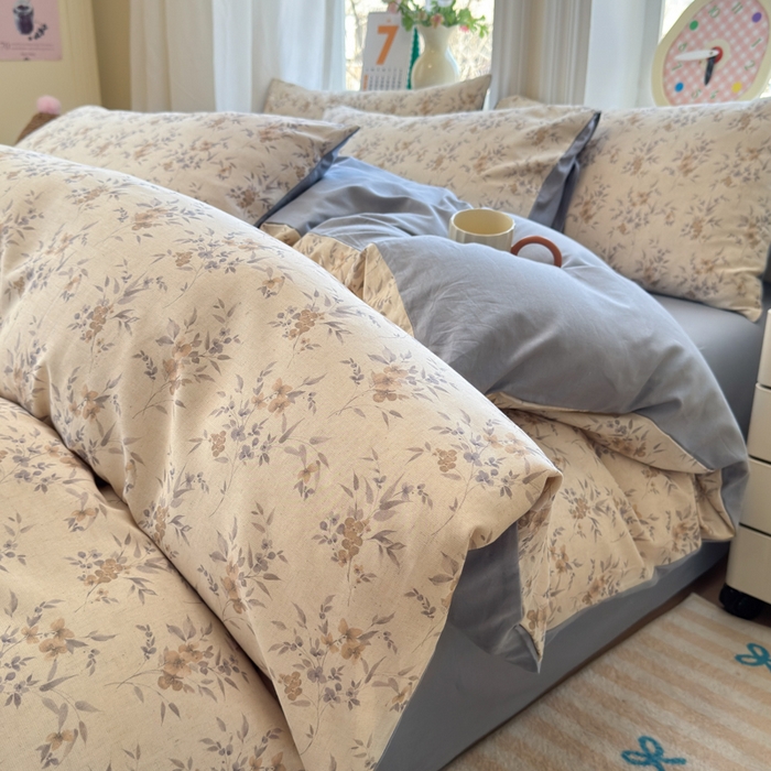 91家纺网 家纺一手货源 找家纺 （总）如意朵 2026新款全棉棉麻印花四件套