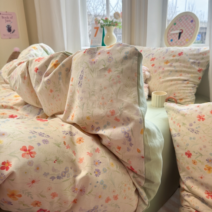 91家纺网 家纺一手货源 找家纺 如意朵 2026新款全棉棉麻印花四件套 花影