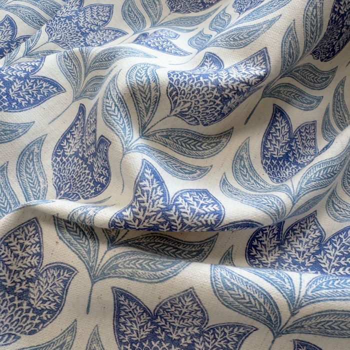 91家纺网 家纺一手货源 找家纺 如意朵 2026新款全棉棉麻印花四件套 蓝郁