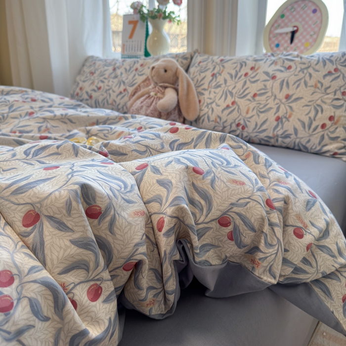 91家纺网 家纺一手货源 找家纺 如意朵 2026新款全棉棉麻印花四件套 蜜果