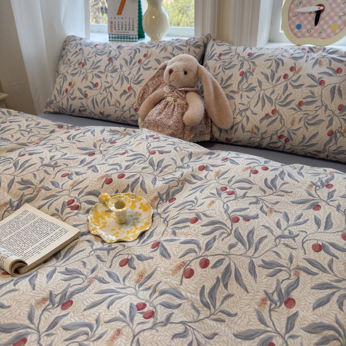 91家纺网 家纺一手货源 找家纺 如意朵 2026新款全棉棉麻印花四件套 蜜果