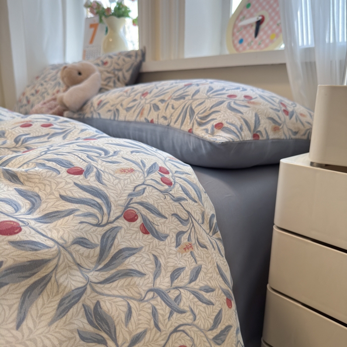 91家纺网 家纺一手货源 找家纺 如意朵 2026新款全棉棉麻印花四件套 蜜果