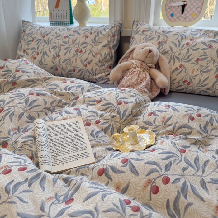 91家纺网 家纺一手货源 找家纺 如意朵 2026新款全棉棉麻印花四件套 蜜果