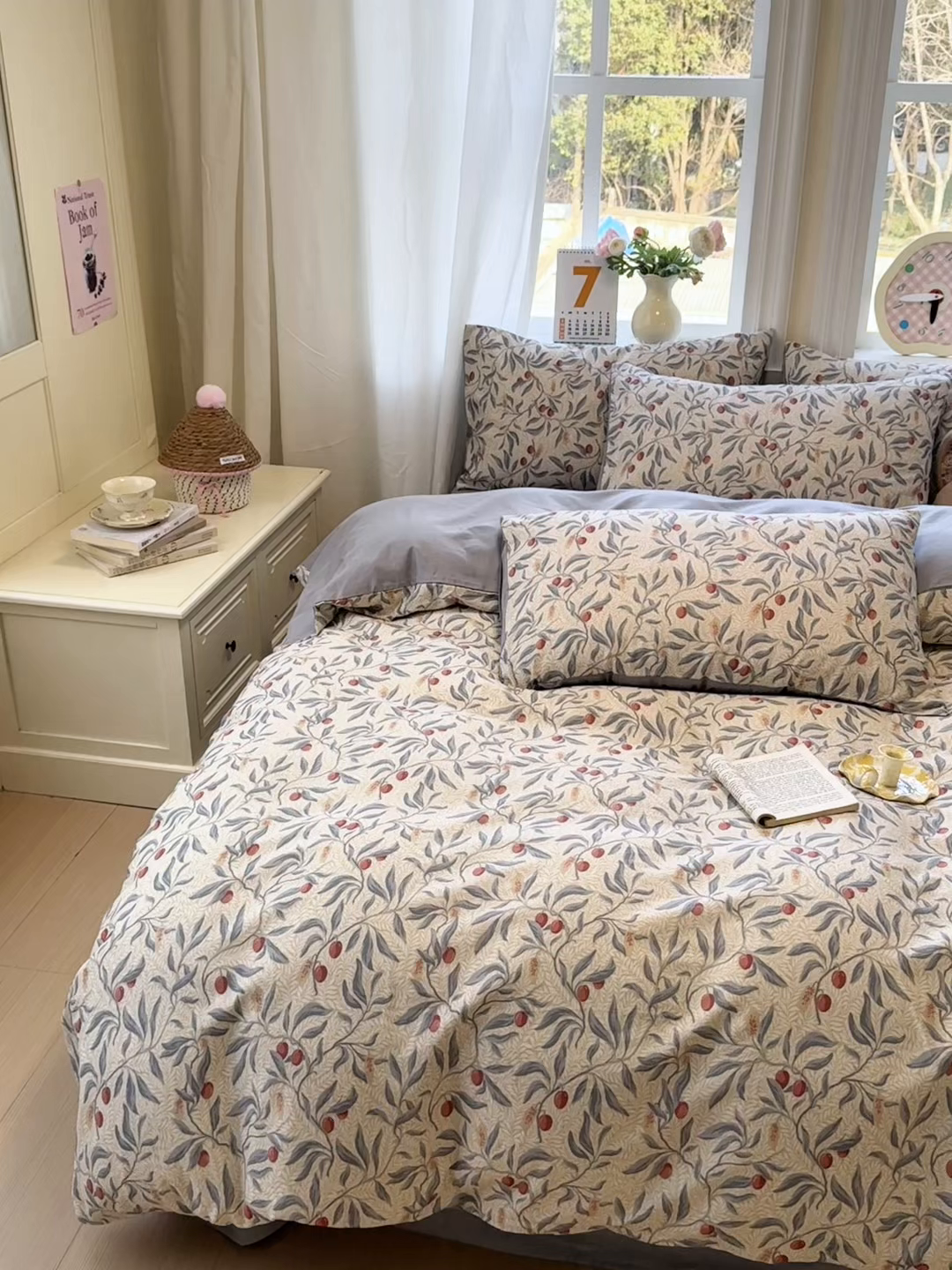 91家纺网 家纺一手货源 找家纺 如意朵 2026新款全棉棉麻印花四件套 蜜果