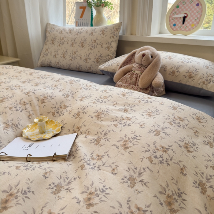 91家纺网 家纺一手货源 找家纺 如意朵 2026新款全棉棉麻印花四件套 墨韵