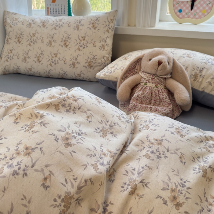 91家纺网 家纺一手货源 找家纺 如意朵 2026新款全棉棉麻印花四件套 墨韵