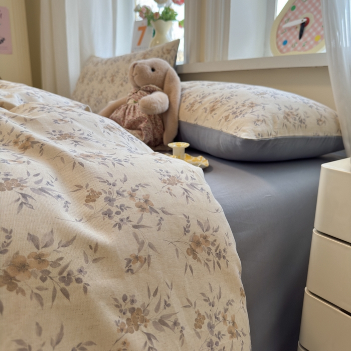 91家纺网 家纺一手货源 找家纺 如意朵 2026新款全棉棉麻印花四件套 墨韵