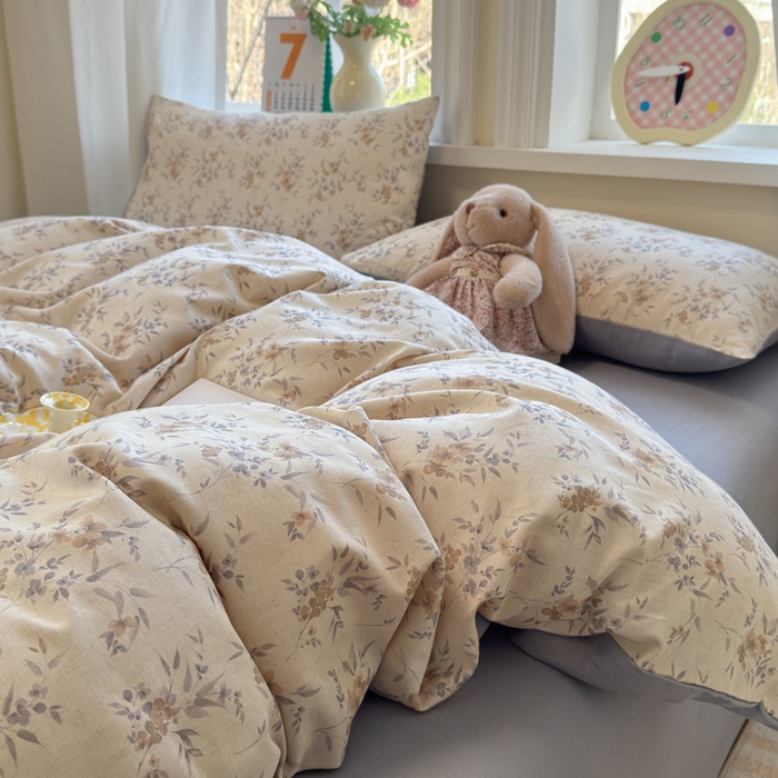 91家纺网 家纺一手货源 找家纺 如意朵 2026新款全棉棉麻印花四件套 墨韵