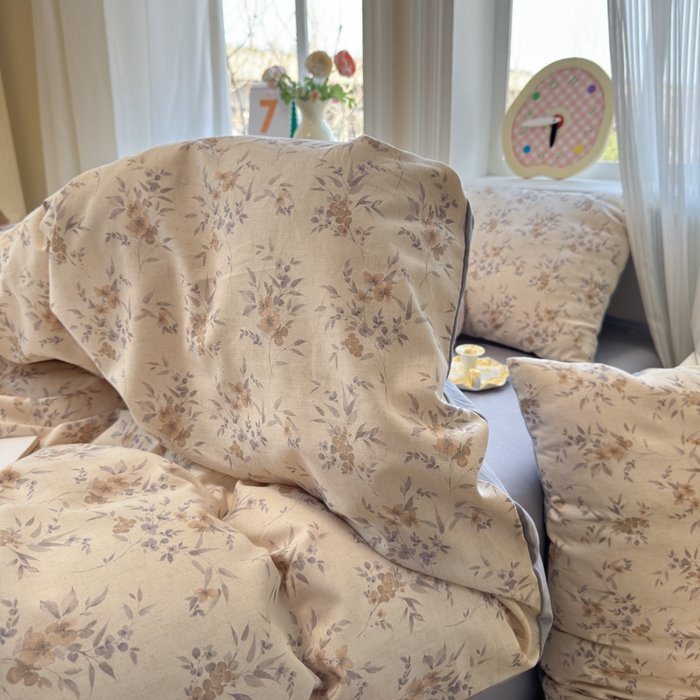 91家纺网 家纺一手货源 找家纺 如意朵 2026新款全棉棉麻印花四件套 墨韵