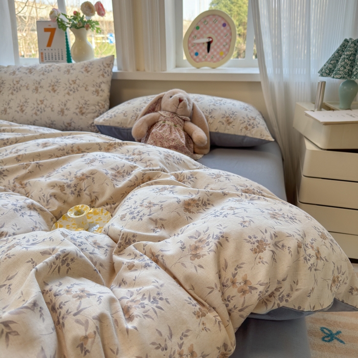 91家纺网 家纺一手货源 找家纺 如意朵 2026新款全棉棉麻印花四件套 墨韵