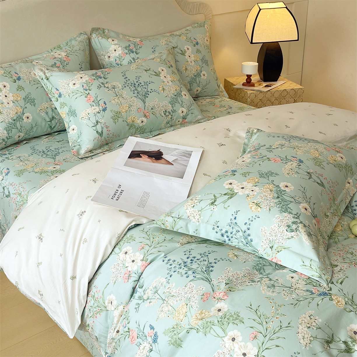 91家纺网 家纺一手货源 找家纺 宝齐莱家纺 2026新款全棉纯棉13372印花四件套 浅茉