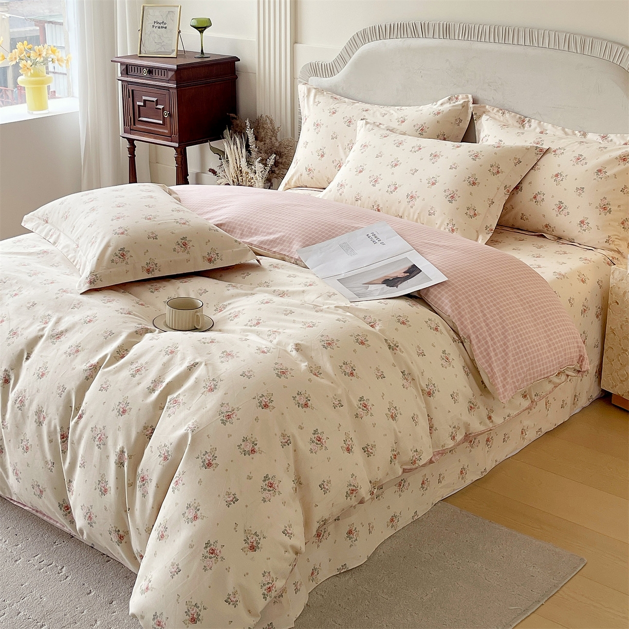 91家纺网 家纺一手货源 找家纺 宝齐莱家纺 2026新款全棉纯棉13372印花四件套 洛可可