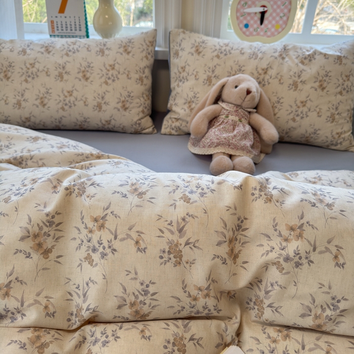 91家纺网 家纺一手货源 找家纺 如意朵 2026新款全棉棉麻印花四件套 墨韵