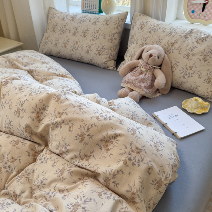 91家纺网 家纺一手货源 找家纺 如意朵 2026新款全棉棉麻印花四件套 墨韵