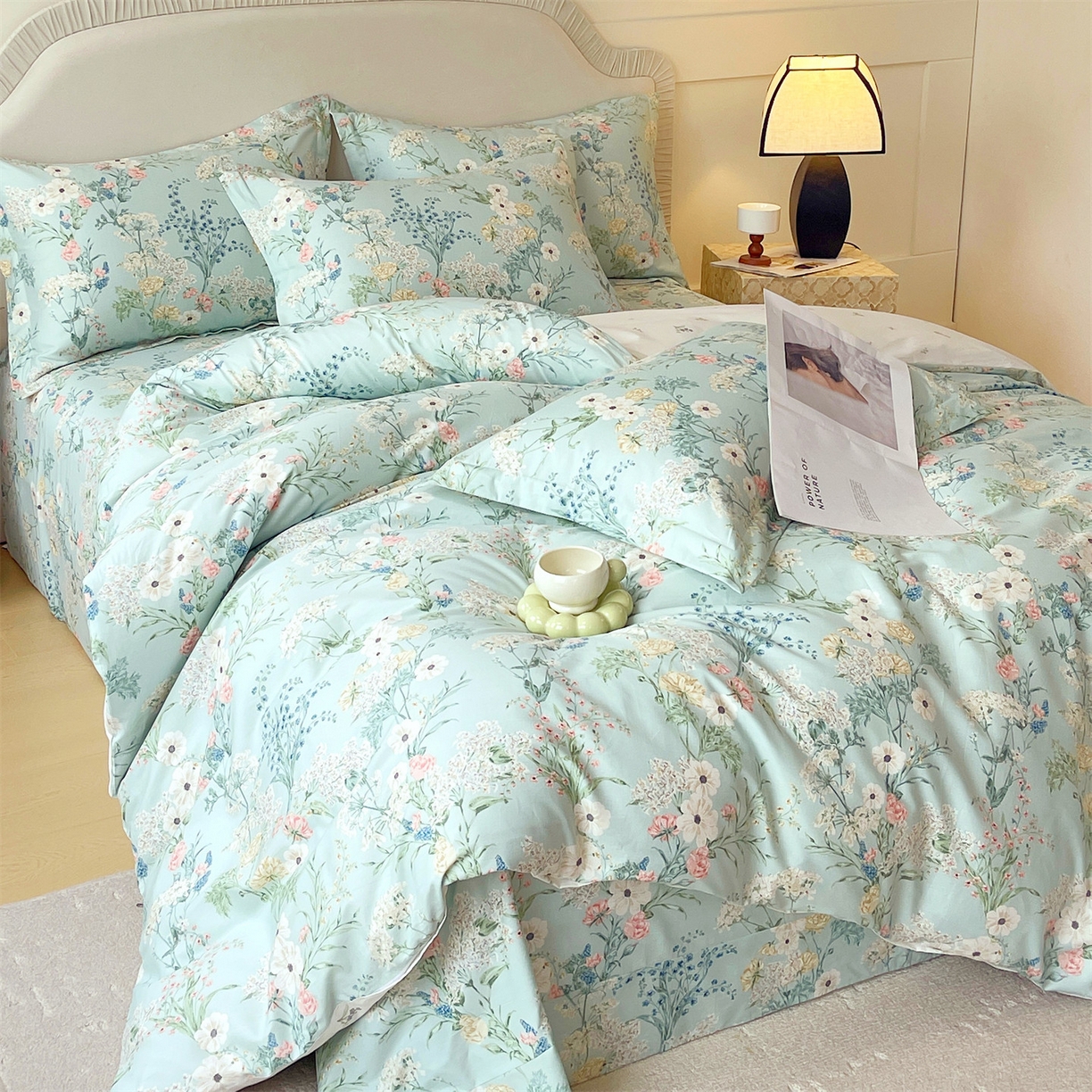 91家纺网 家纺一手货源 找家纺 宝齐莱家纺 2026新款全棉纯棉13372印花四件套 浅茉