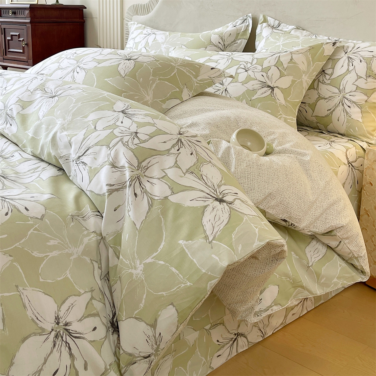 宝齐莱家纺 2026新款全棉纯棉13372印花四件套 云间月