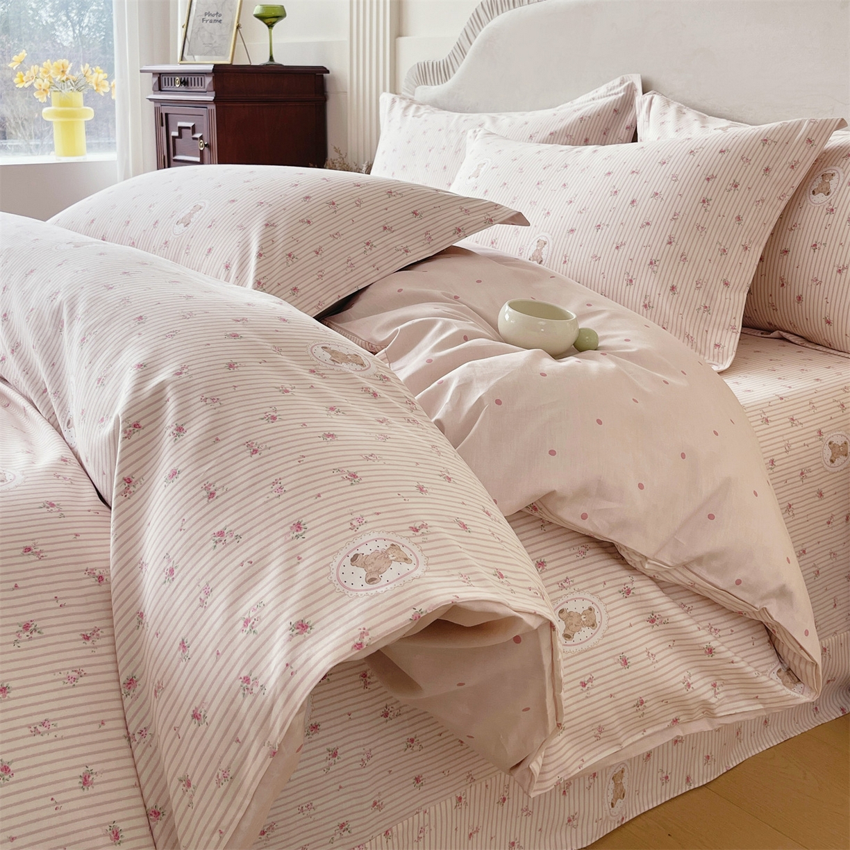 91家纺网 家纺一手货源 找家纺 宝齐莱家纺 2026新款全棉纯棉13372印花四件套 小确幸