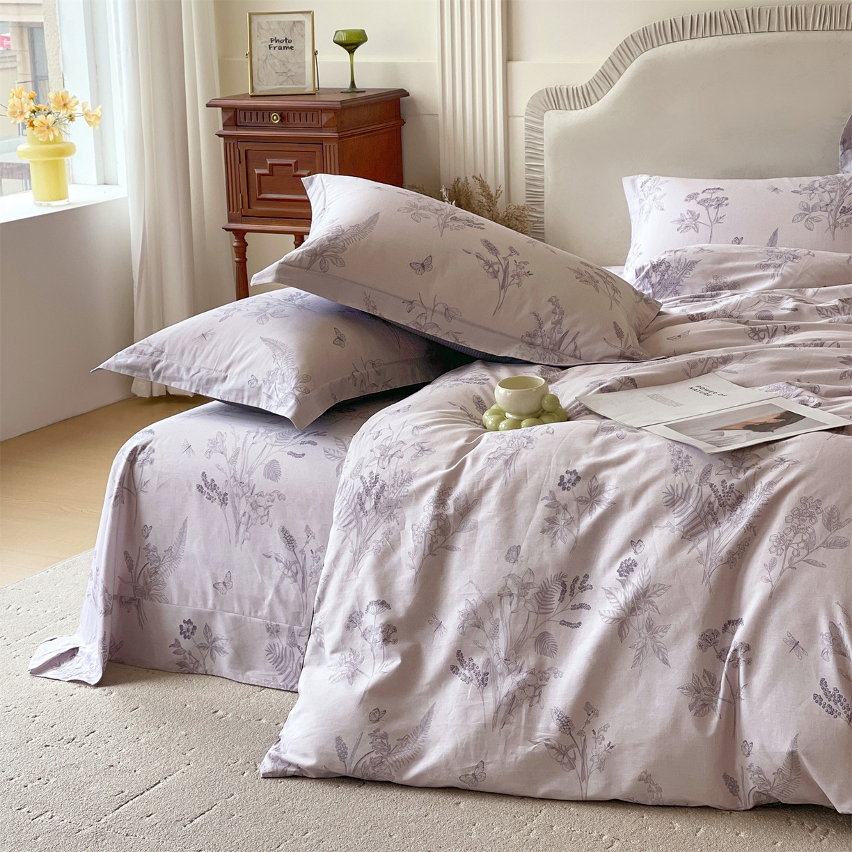 91家纺网 家纺一手货源 找家纺 宝齐莱家纺 2026新款全棉纯棉13372印花四件套 清雅