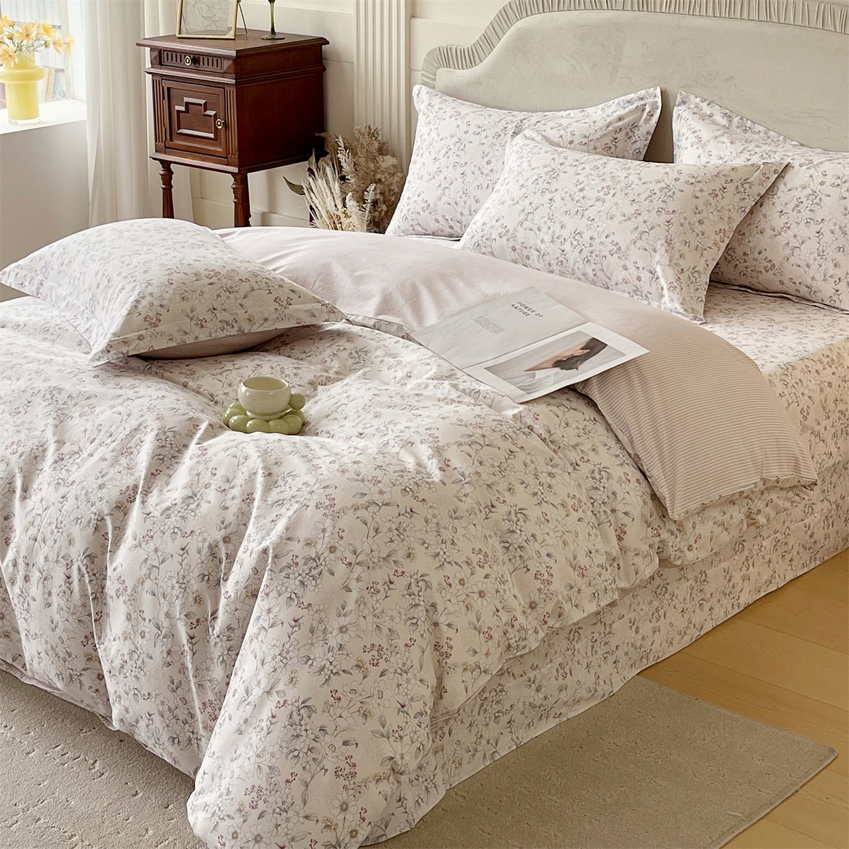 91家纺网 家纺一手货源 找家纺 宝齐莱家纺 2026新款全棉纯棉13372印花四件套 烟花间